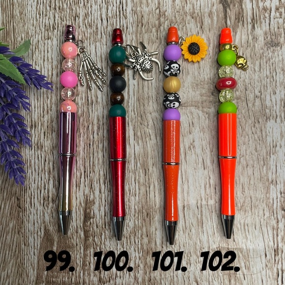 Handcrafted Halloween Jack Pens Beaded Unique Artisan Gifts Office Accessories - Picture 1 of 1